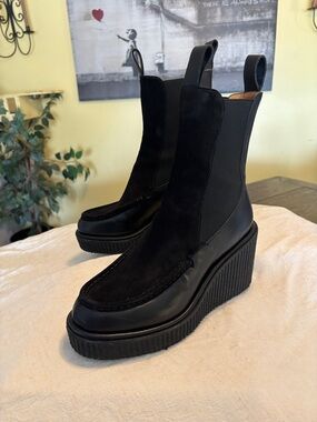 rag & bone Black Suede & Leather Platform Chelsea Boots 40/9-9.5